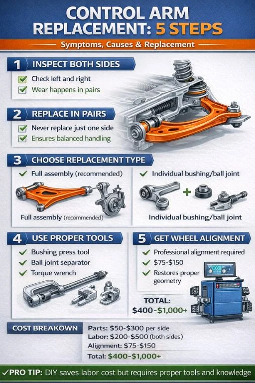 image of steps of control arm replacement