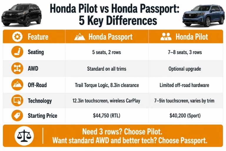 Honda Pilot vs. Honda Passport 5 Key Differences