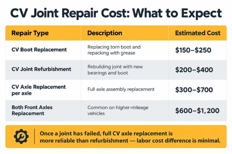 CV Joint Repair Cost