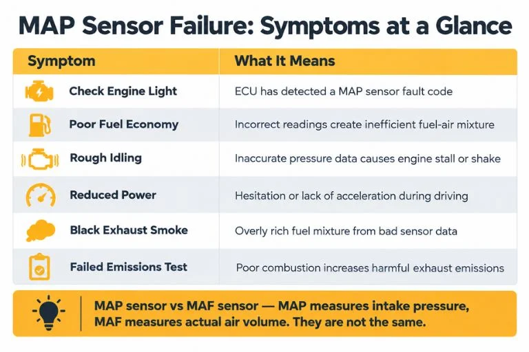 Map Sensor Failure Symptoms at a Glance