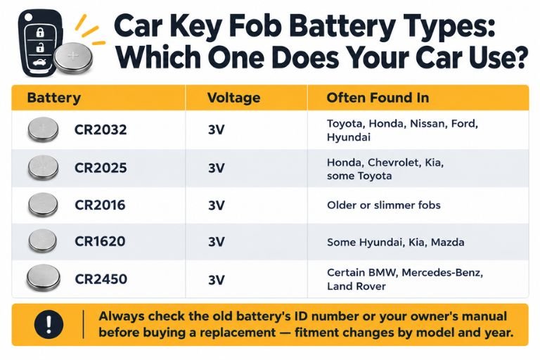 Car Key Fob battery types
